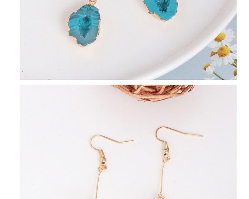 Fashion Blue Mosaic Cluster Earrings,Drop Earrings