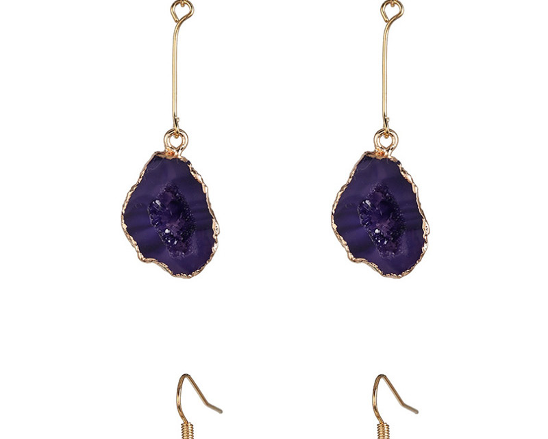 Fashion Purple Mosaic Cluster Earrings,Drop Earrings