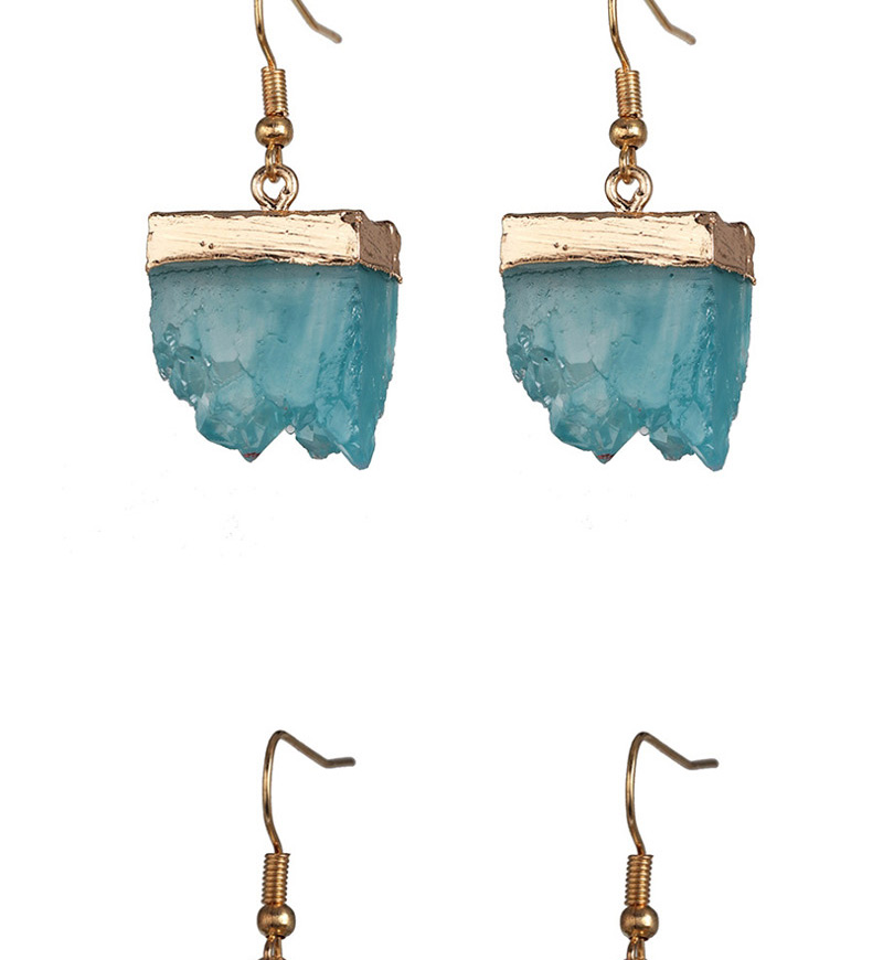 Fashion Blue Inlaid Cluster Crystal Earrings Plastic Geometric Earrings,Drop Earrings