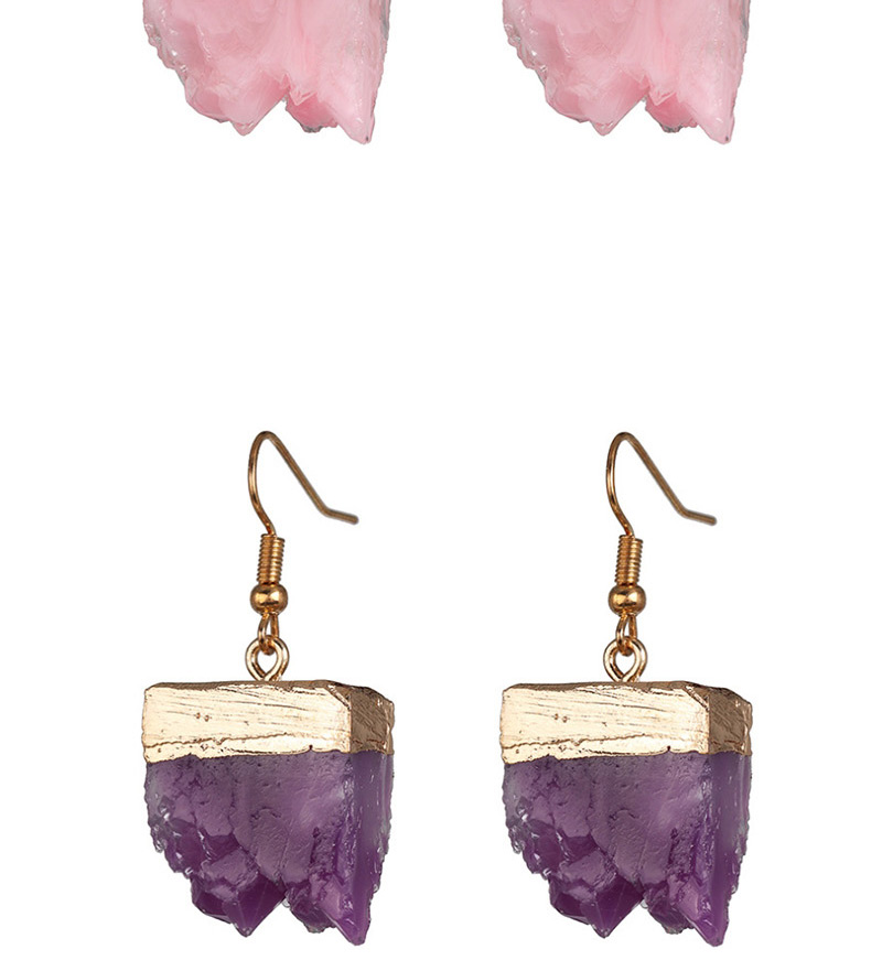 Fashion Pink Inlaid Cluster Crystal Earrings Plastic Geometric Earrings,Drop Earrings