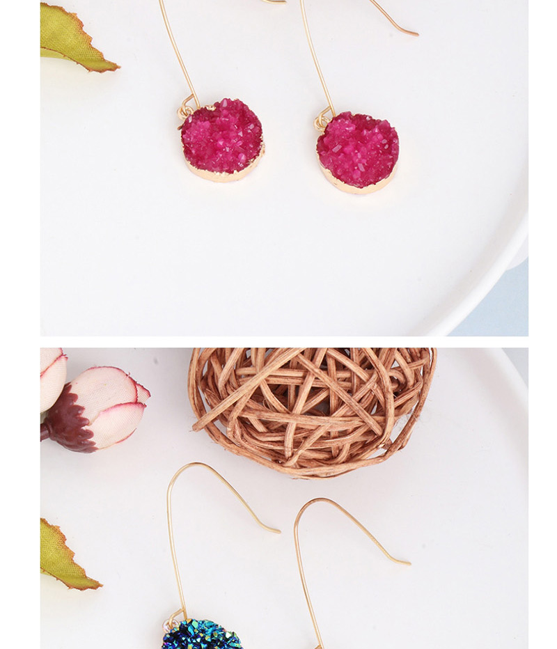 Fashion Rose Purple Geometric Epoxy Cluster Droplet Earrings,Drop Earrings
