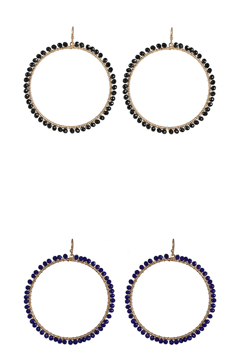 Fashion Black Full Diamond Round Bead Earrings,Drop Earrings