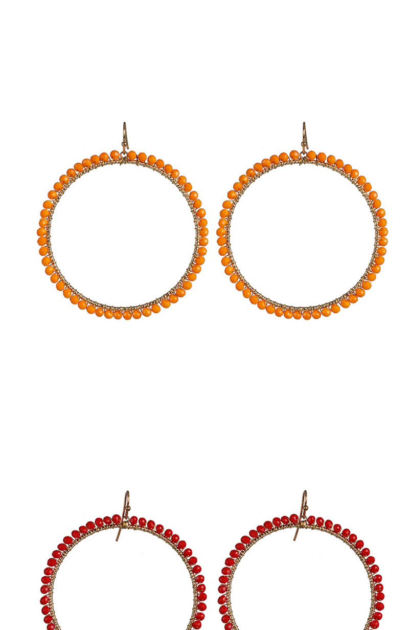Fashion Orange Full Diamond Round Bead Earrings,Drop Earrings
