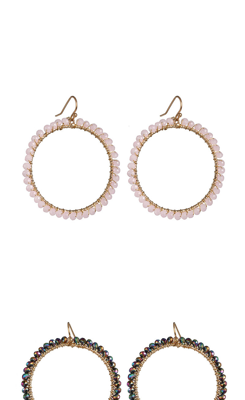 Fashion Light Pink Full Diamond Round Bead Earrings,Drop Earrings