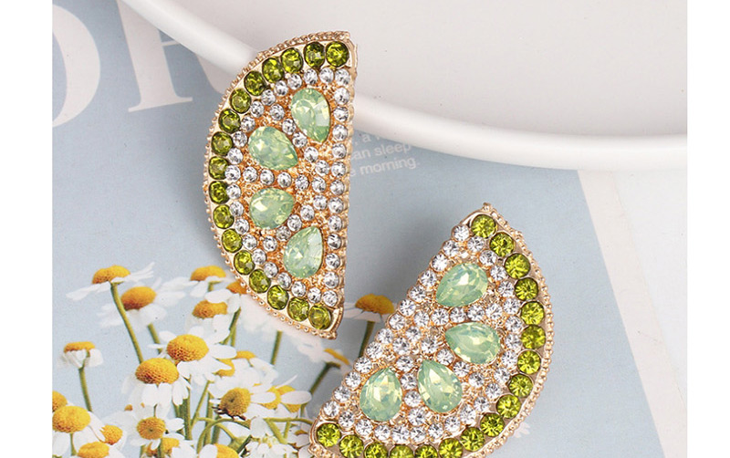 Fashion Green Grapefruit Three-dimensional Simulation Fruit Earrings,Stud Earrings