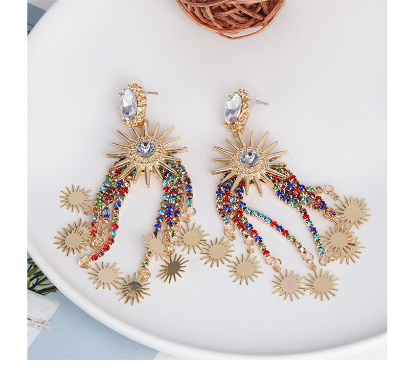 Fashion Color Claw Chain Studded Tassel Starry Earrings,Drop Earrings