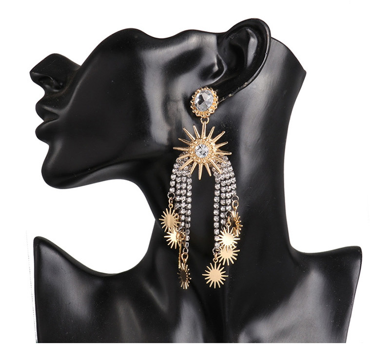 Fashion White Claw Chain Studded Tassel Starry Earrings,Drop Earrings