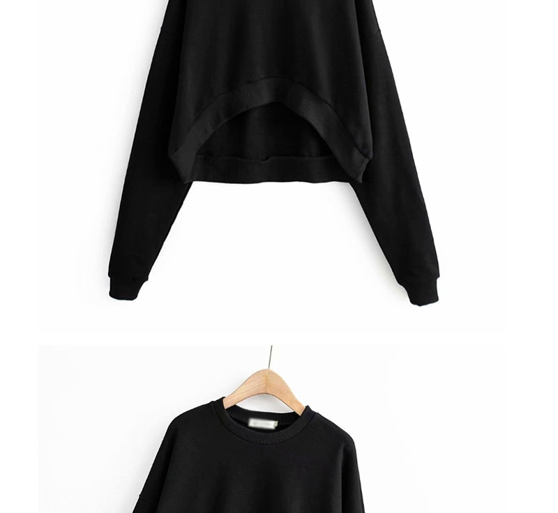 Fashion Black Front Short And Long Long Sleeve Sweater,Hair Crown