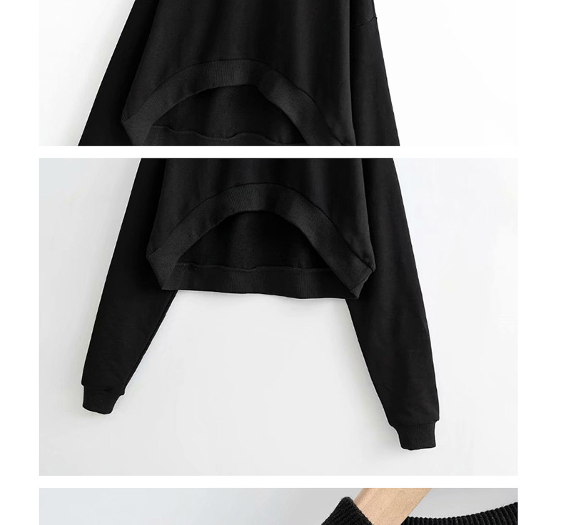 Fashion Black Front Short And Long Long Sleeve Sweater,Hair Crown