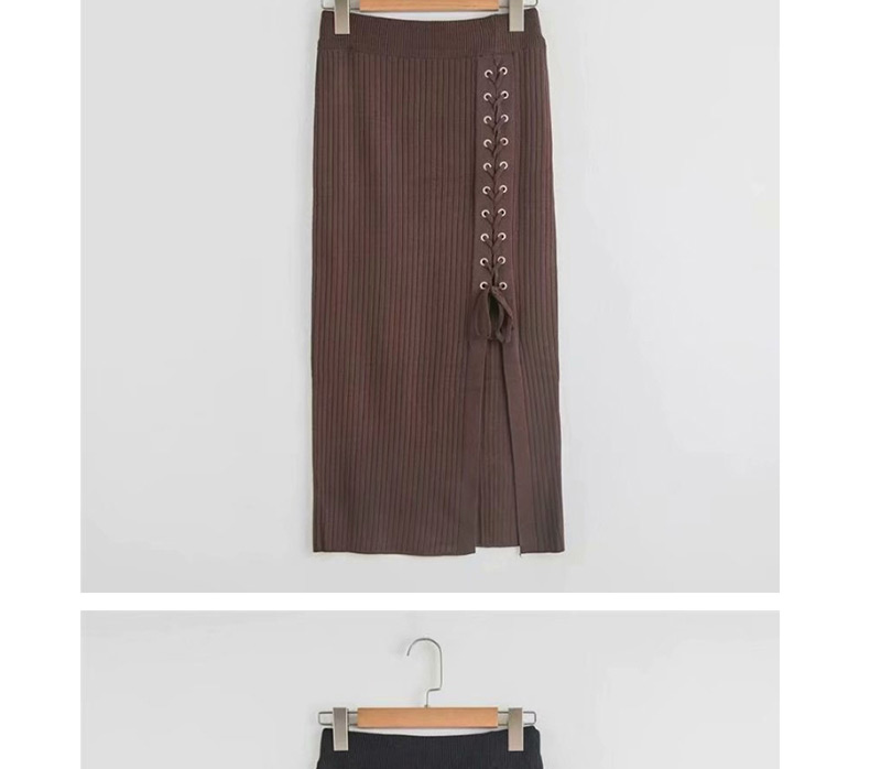 Fashion Beige Stringed Knit Skirt,Skirts