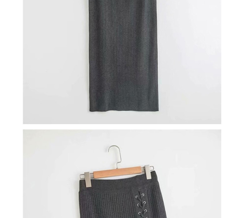 Fashion Coffee Color Stringed Knit Skirt,Skirts
