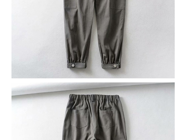 Fashion Black Multi-pocket Beamed Overalls,Pants