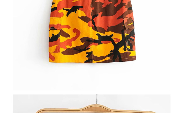 Fashion Orange Printed Camouflage A Word Skirt,Skirts