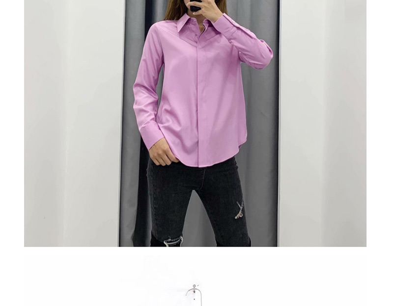 Fashion Purple Pink Single-breasted Shirt,Blouses