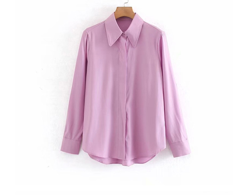 Fashion Purple Pink Single-breasted Shirt,Blouses