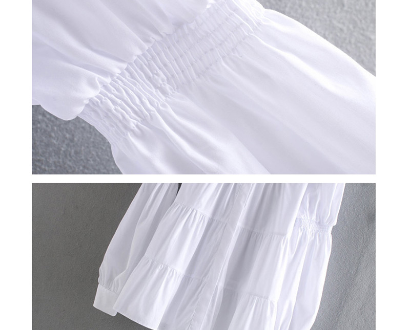 Fashion White Pleated Poplin Single-breasted Shirt,Blouses