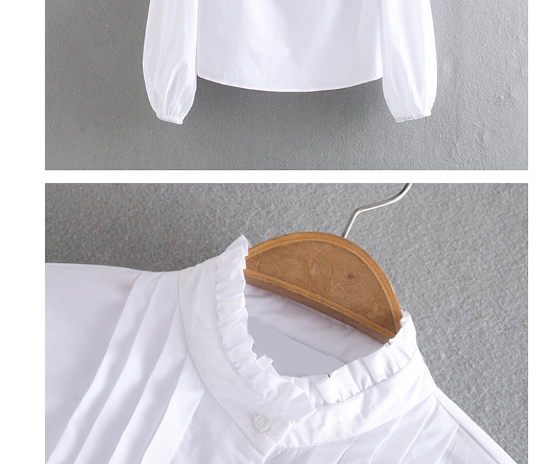 Fashion White Ruffled Poplin Single-breasted Shirt,Blouses
