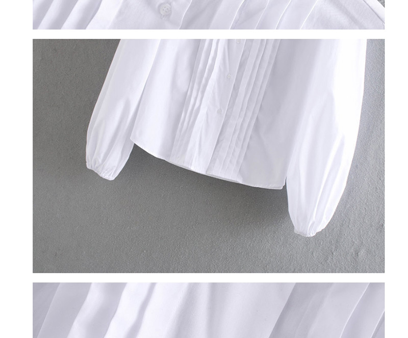 Fashion White Ruffled Poplin Single-breasted Shirt,Blouses