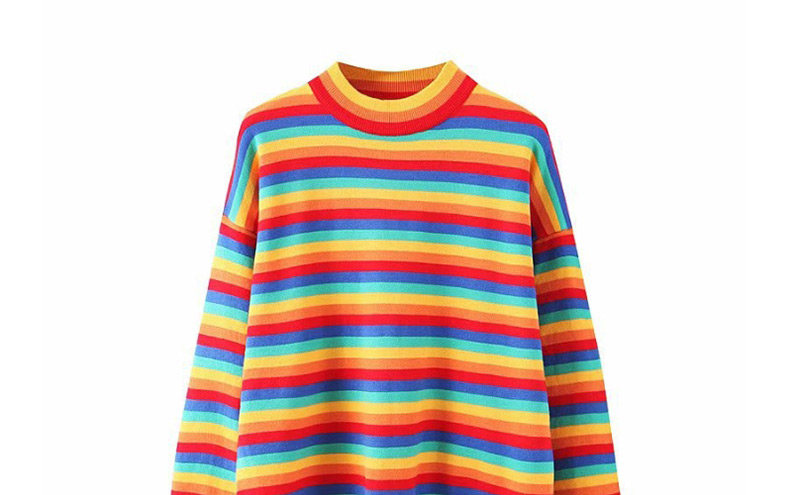 Fashion Color Striped Sweater,Sweater
