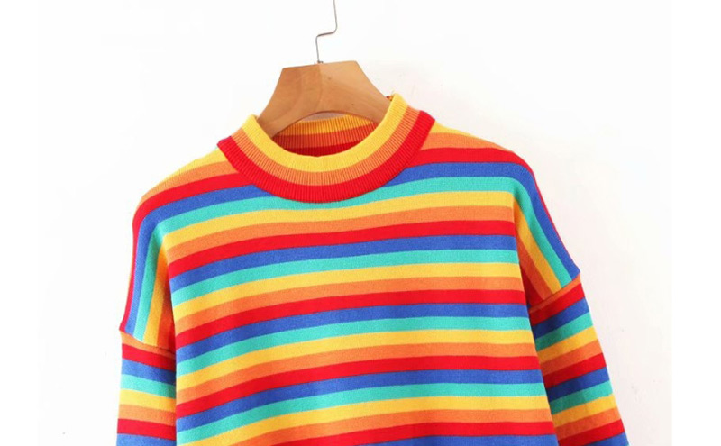 Fashion Color Striped Sweater,Sweater
