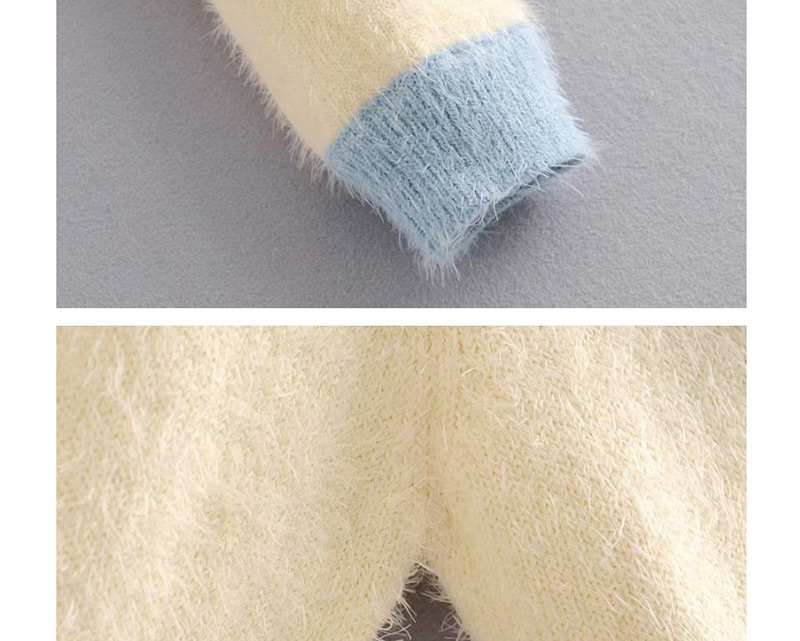 Fashion Beige Fur Diamond Buckle Stitching Sweater,Sweater