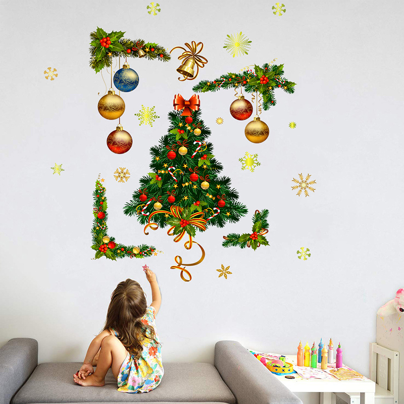Fashion Color Christmas Ball Christmas Tree Wall Sticker,Festival & Party Supplies