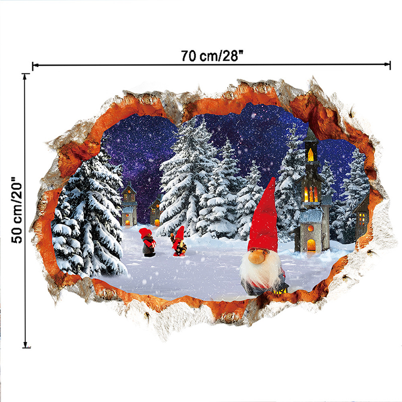 Fashion Color Christmas 3d Cycling Santa Wall Stickers,Festival & Party Supplies