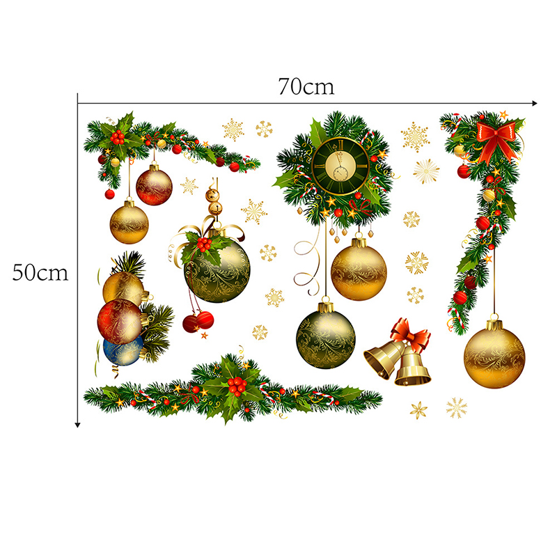 Fashion Color Christmas Ball Clock Wreath Wall Sticker,Festival & Party Supplies