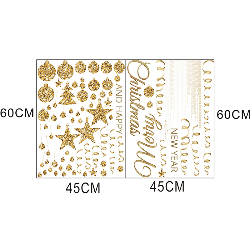Fashion Gold Christmas Ball Wall Stickers 2 Pieces,Festival & Party Supplies