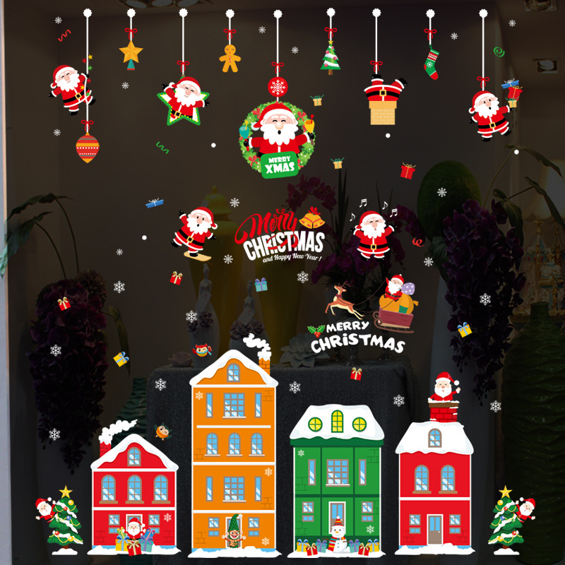 Fashion Color Christmas Snowman Train Tree Snowflake Wall Sticker,Festival & Party Supplies
