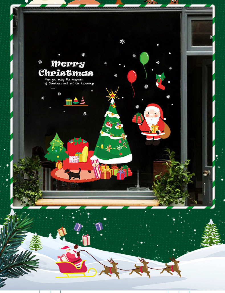 Fashion Color Santa Claus Christmas Tree Double Wall Sticker,Festival & Party Supplies