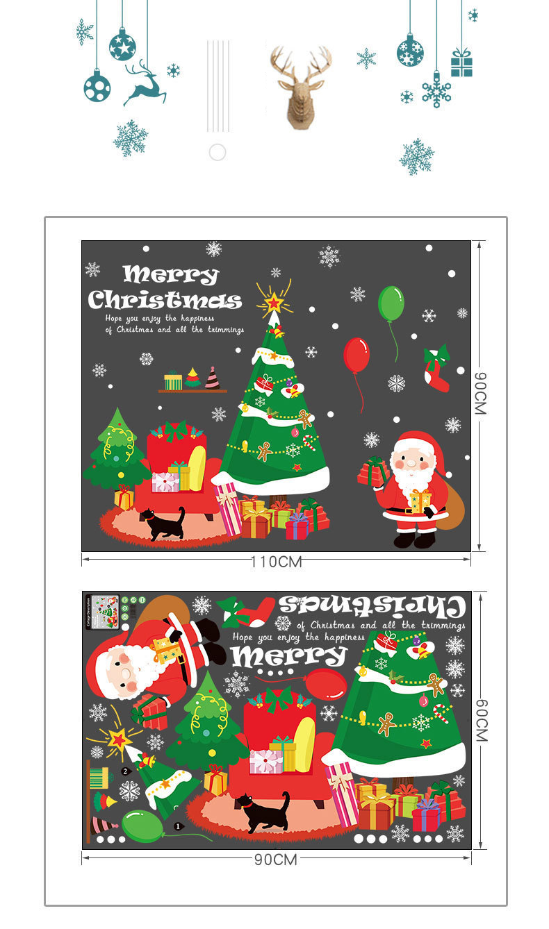 Fashion Color Santa Claus Christmas Tree Double Wall Sticker,Festival & Party Supplies