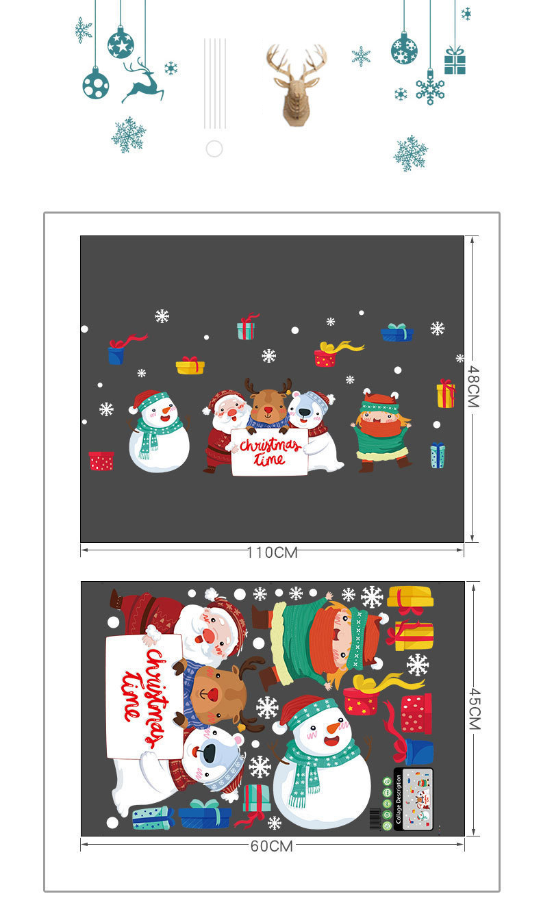 Fashion Color Cartoon Christmas Wall Sticker,Festival & Party Supplies