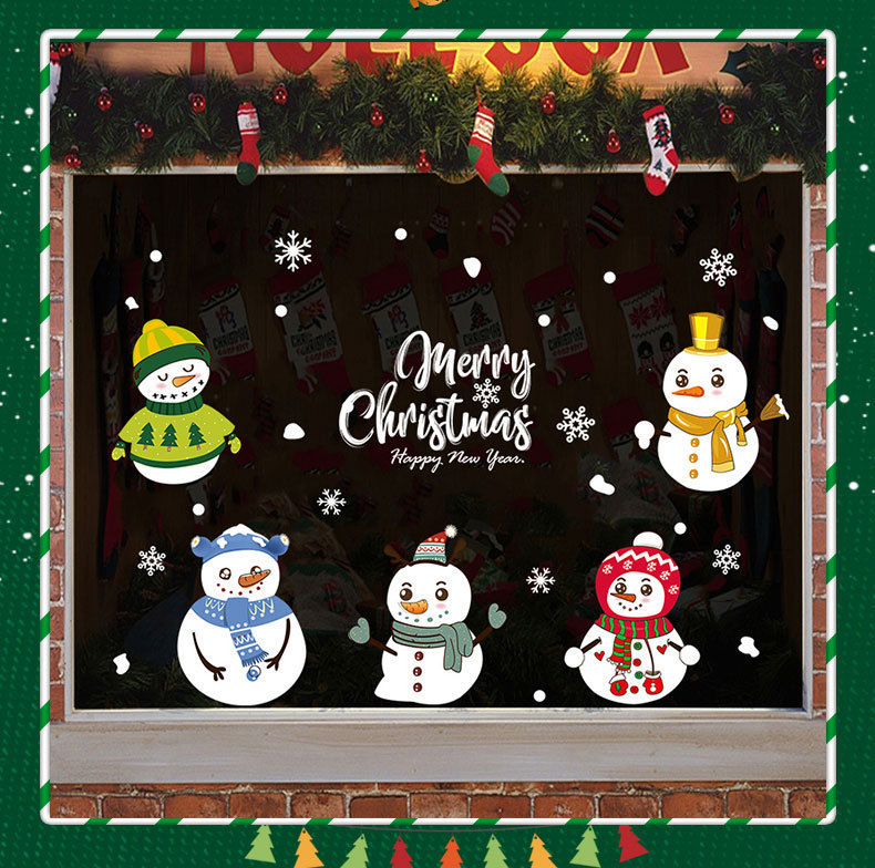 Fashion Color Snowman Merry Christmas Wall Sticker,Festival & Party Supplies