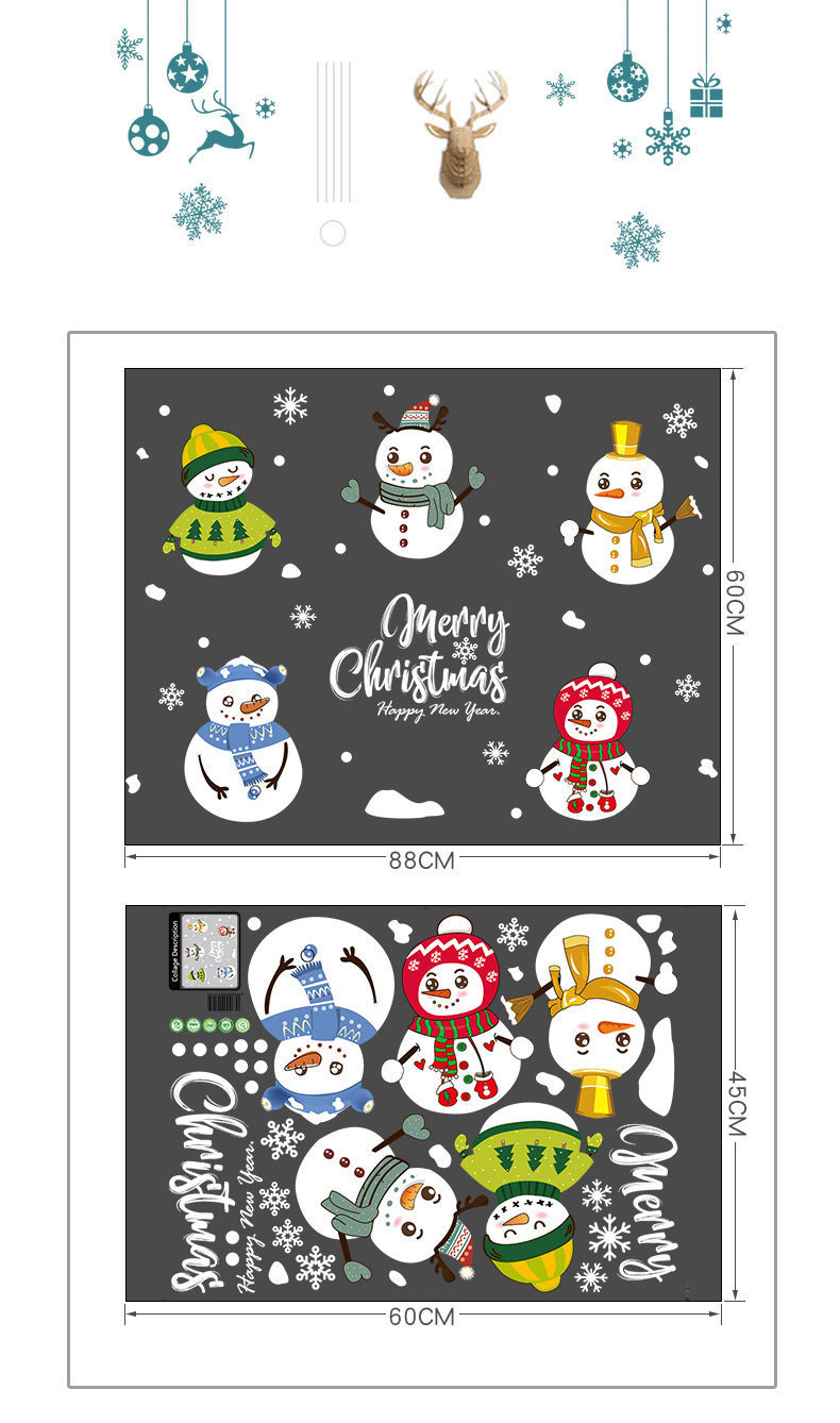 Fashion Color Snowman Merry Christmas Wall Sticker,Festival & Party Supplies