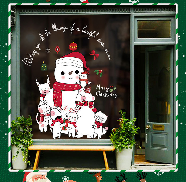 Fashion Color Cartoon Animal World Snowman Wall Sticker,Festival & Party Supplies