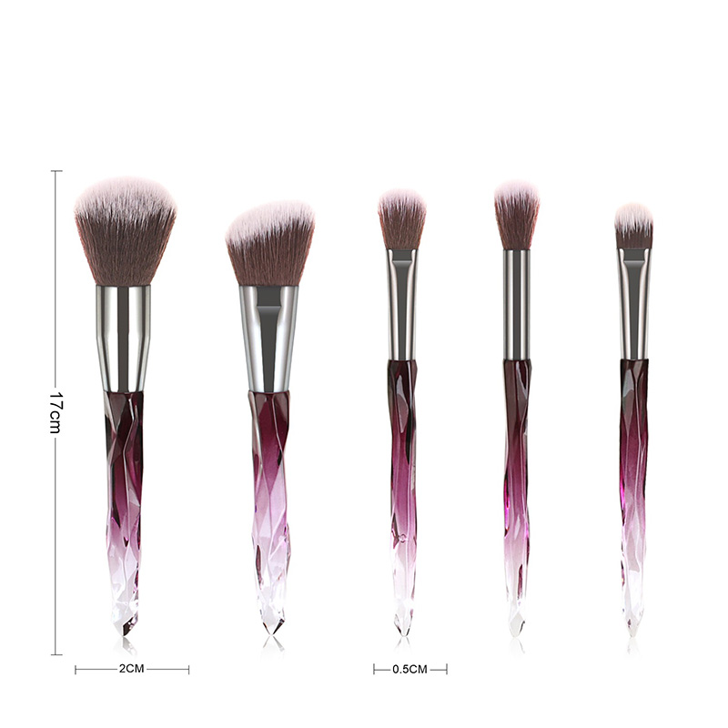Fashion White Purple 5 Sticks Shaped Crystal Handle Makeup Brush,Beauty tools