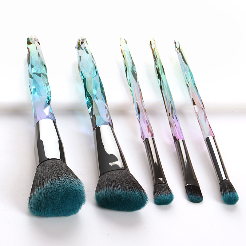 Fashion Blue Black 5 Sticks Shaped Crystal Handle Makeup Brush,Beauty tools