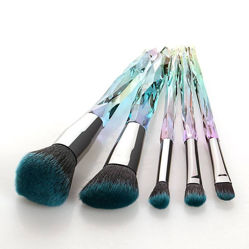 Fashion Blue Black 5 Sticks Shaped Crystal Handle Makeup Brush,Beauty tools