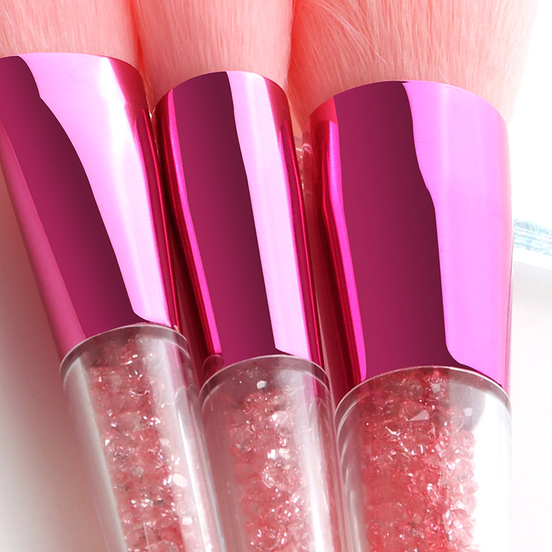 Fashion Pink 7 Sticks Of Granule Rubber Handle Makeup Brush,Beauty tools