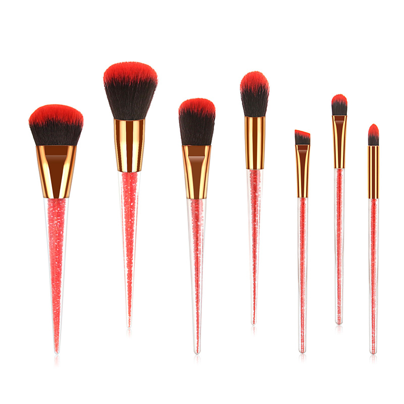 Fashion Black Red 7 Sticks Of Granule Rubber Handle Makeup Brush,Beauty tools