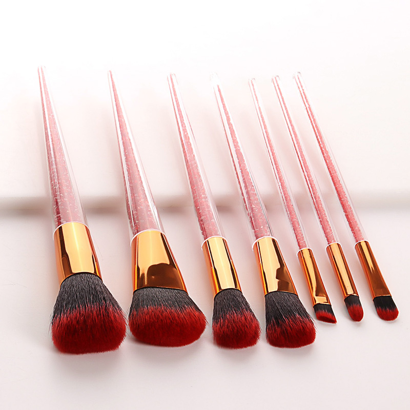 Fashion Black Red 7 Sticks Of Granule Rubber Handle Makeup Brush,Beauty tools