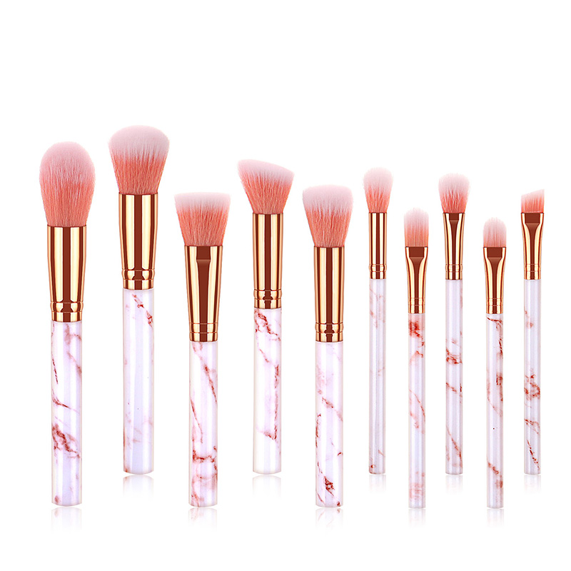 Fashion Pink 10 Sticks Of Marble Handle Makeup Brush With Bucket,Beauty tools