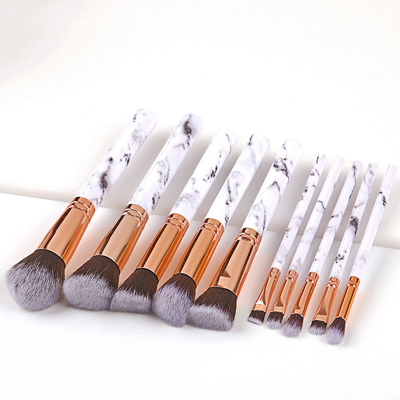 Fashion Black And White 10 Sticks With Marble Handle Brush,Beauty tools