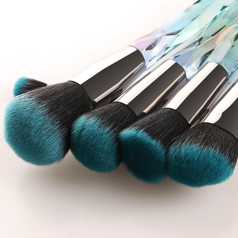 Fashion Blue Black 10 Sticks Shaped Crystal Handle Makeup Brush,Beauty tools