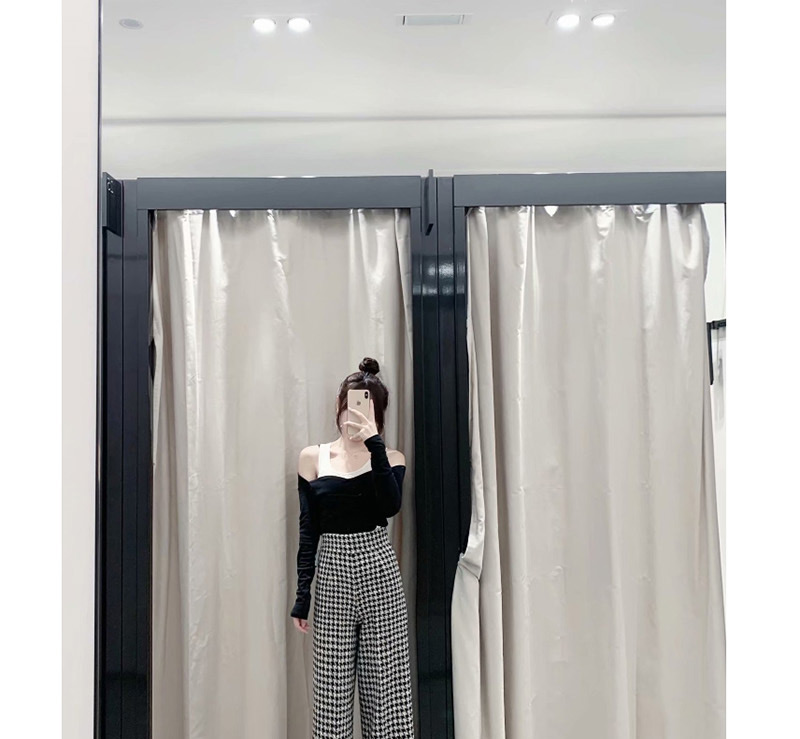 Fashion Black And White Houndstooth Printed Wide-leg Pants,Pants