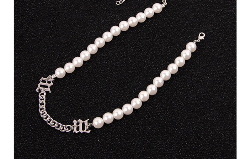 Fashion White Pearl Chain Stitching Necklace,Beaded Necklaces