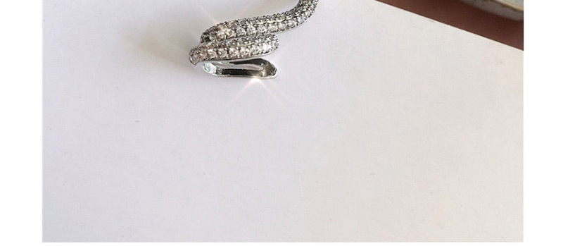 Fashion Gold  Silver Pin Micro-inlaid Zircon Snake Earrings (single),Stud Earrings