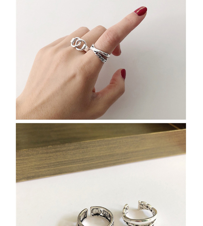 Fashion Silver Style Four Geometric Wave Star Open Ring,Fashion Rings