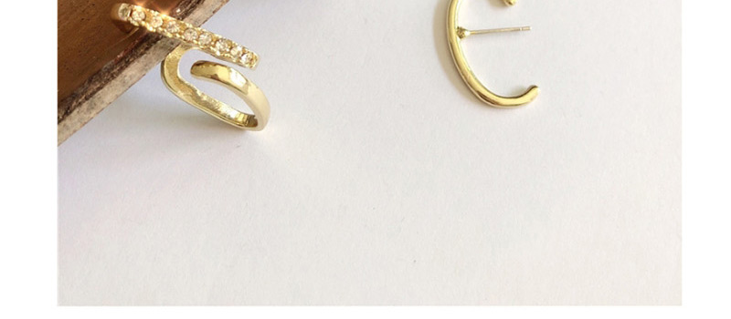 Fashion Gold Diamond-set Half Ring Ear Clip Three-piece,Clip & Cuff Earrings